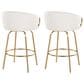 LumiSource Claire Swivel Counter Stool with White Faux Leather Upholstery in Gold (Set of 2), , large
