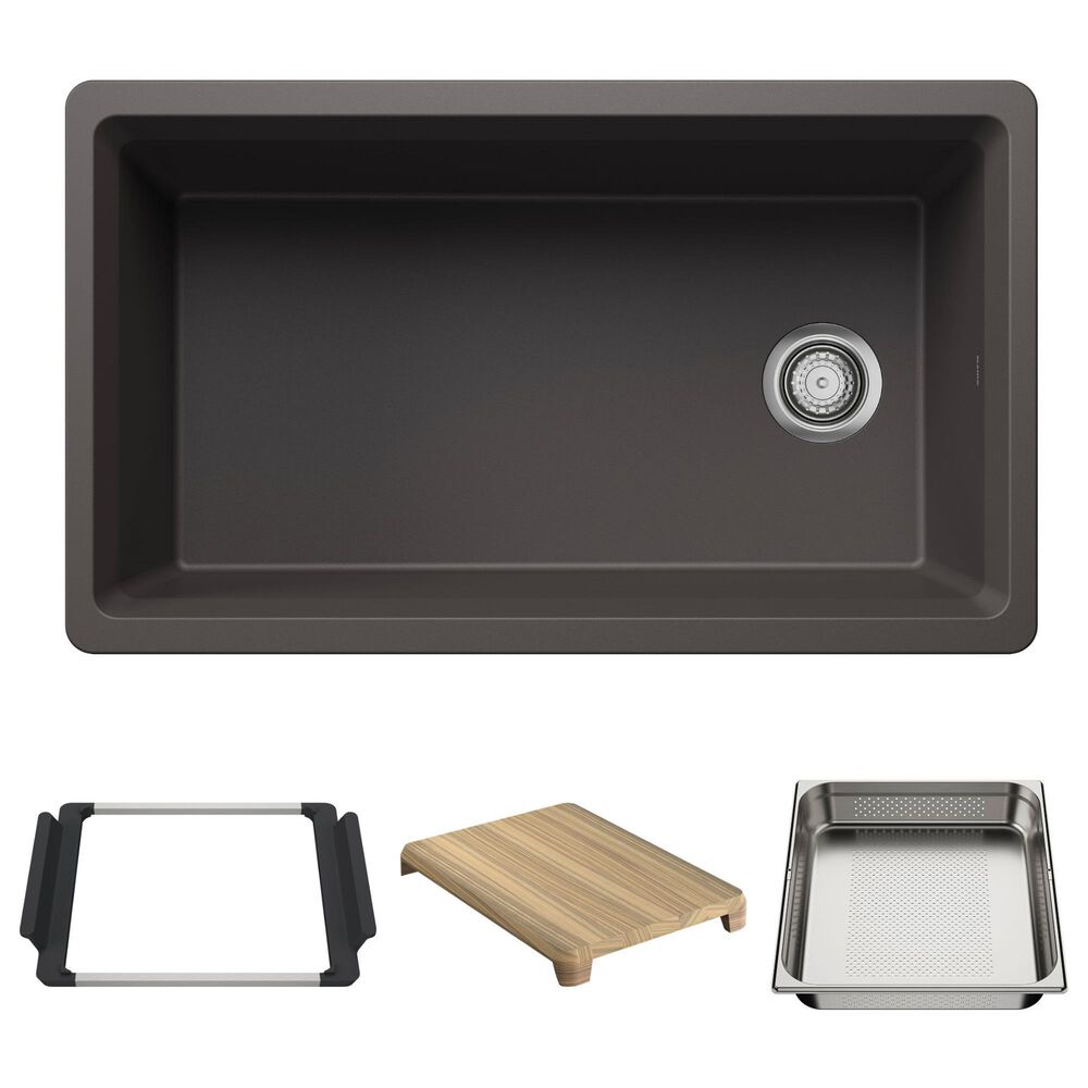 Blanco Inteos 33" Undermount Single Bowl Kitchen Sink in Cinder, , large
