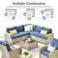 HOMLUX 9-Piece Patio Conversation Set with Illuminated Table in Denim Blue, , large