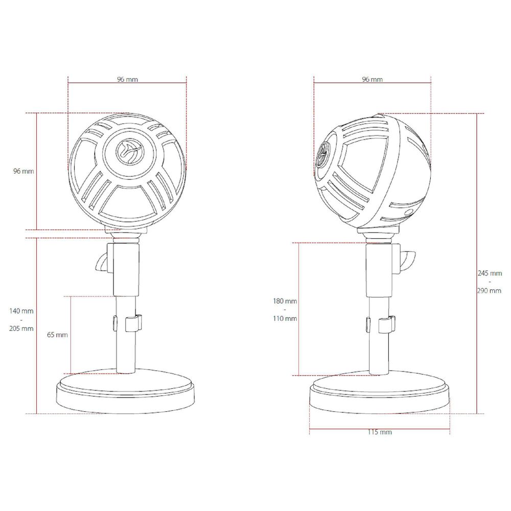 Arozzi Sfera Gaming/Streaming/Office USB Microphone - Cardioid Polar Pattern, Boom Arm Compatible - Red, , large