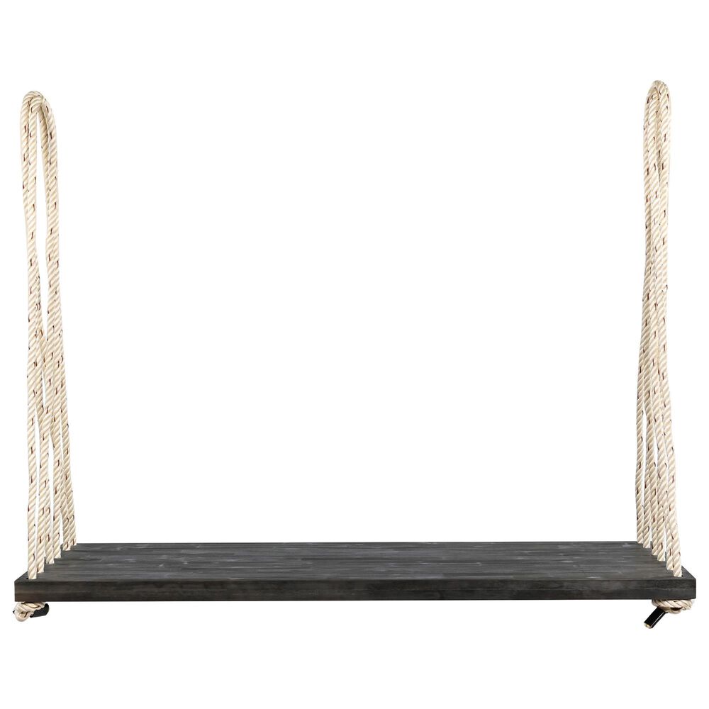 Hearth and Haven Topmax Outdoor Hanging Porch Swing Bench with Beige Cushion in Brown, , large