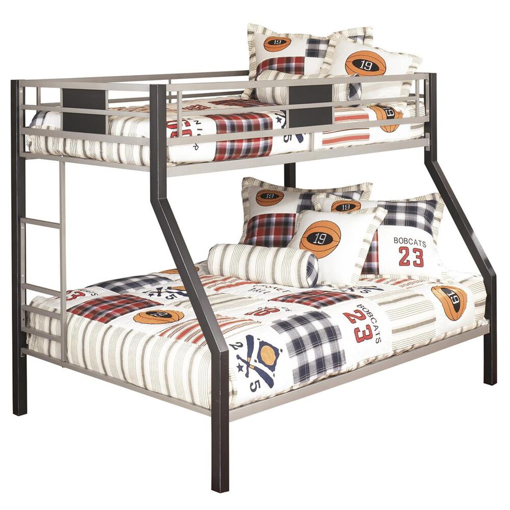 Ashley Twin over Full Bunk Bed in Black and Silver, , large
