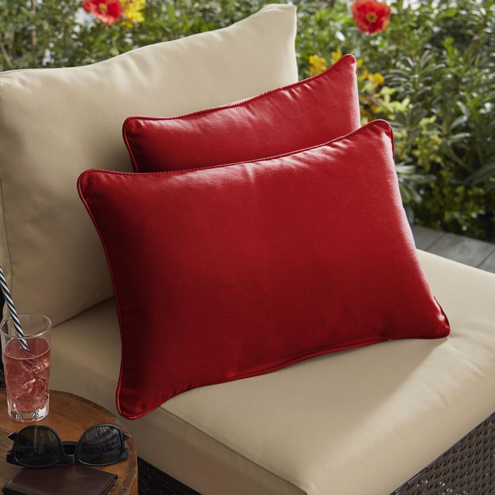 Sorra Home Sunbrella 12" x 24" Pillow in Canvas Jockey Red (Set of 2), , large