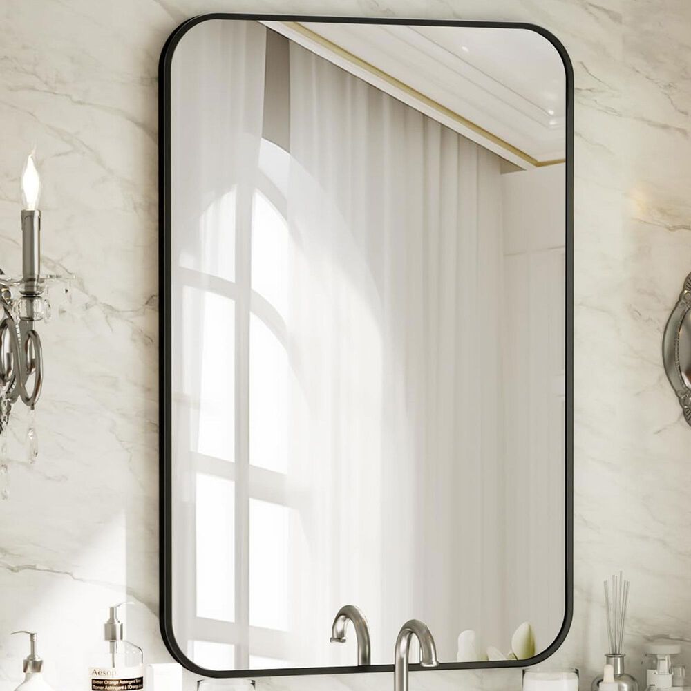 HOMLUX 24" x 36" Rectangular Wall Mirror in Black, , large