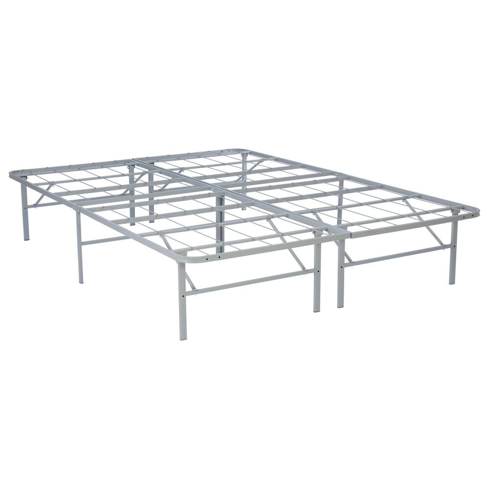 Linon Home Decor Franson Queen Folding Platform Bed Frame in Dark Pewter, , large