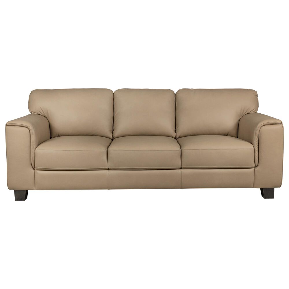 Chateau D"ax Leather Stationary Sofa in Tan, , large