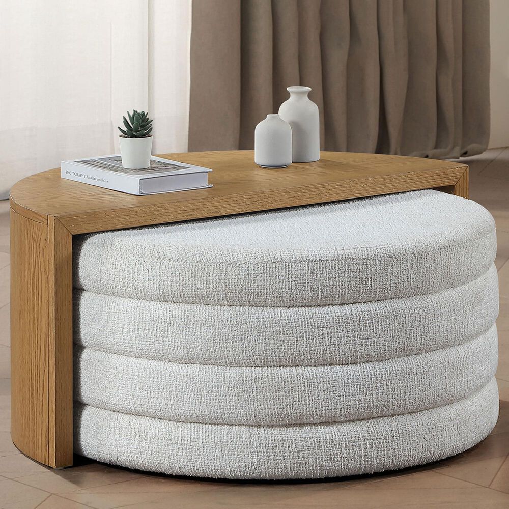 Crystal City Florence Nesting Cocktail Table with Castered Ottoman in Sand, , large