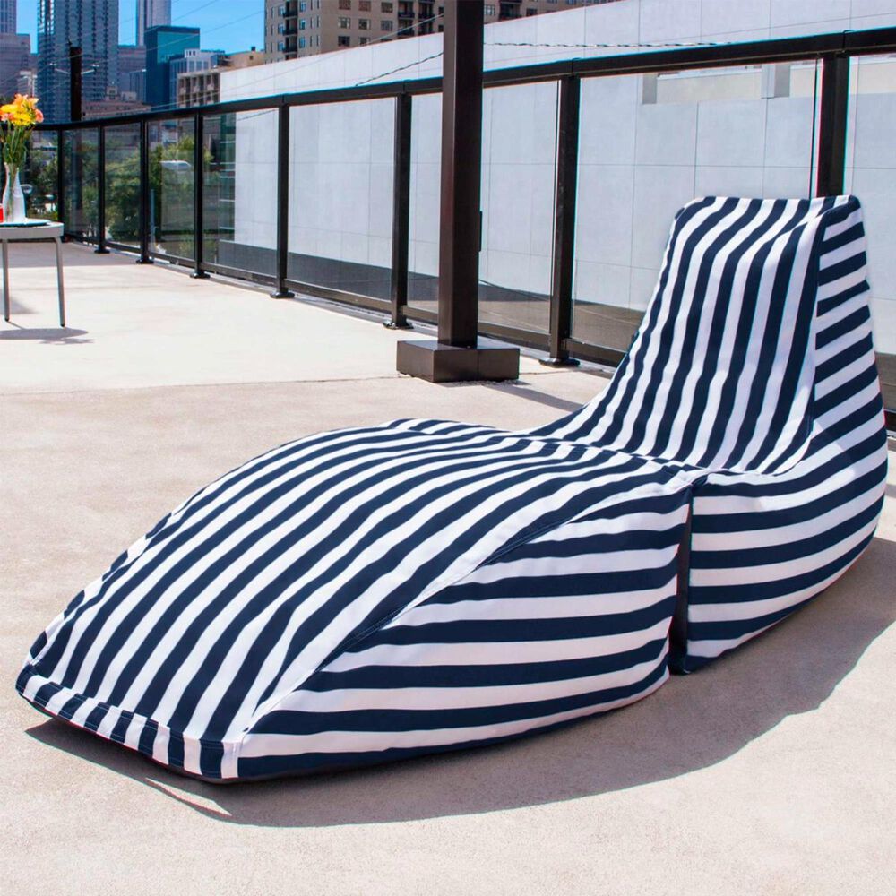 Jaxx Prado Outdoor Chaise Lounge in Navy Stripes, , large
