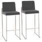 Lumisource Fuji High Back Barstool with Charcoal Fabric in Stainless Steel (Set of 2), , large