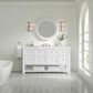 James Martin Vanities Breckenridge 60" Single Bathroom Vanity in Bright White with 3 cm White Zeus Quartz Top and Rectangular Sink, , large