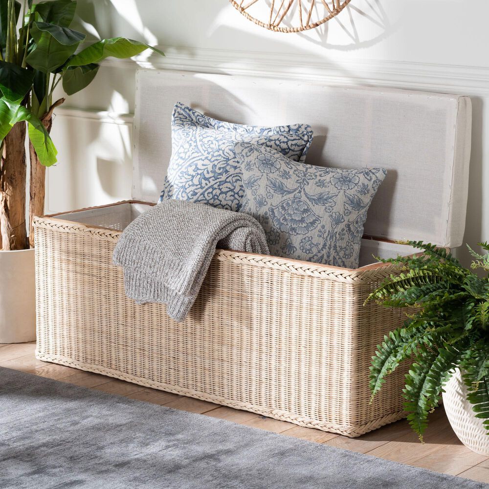 Baxton Studio Barid Rectangle Storage Bench in Natural, , large