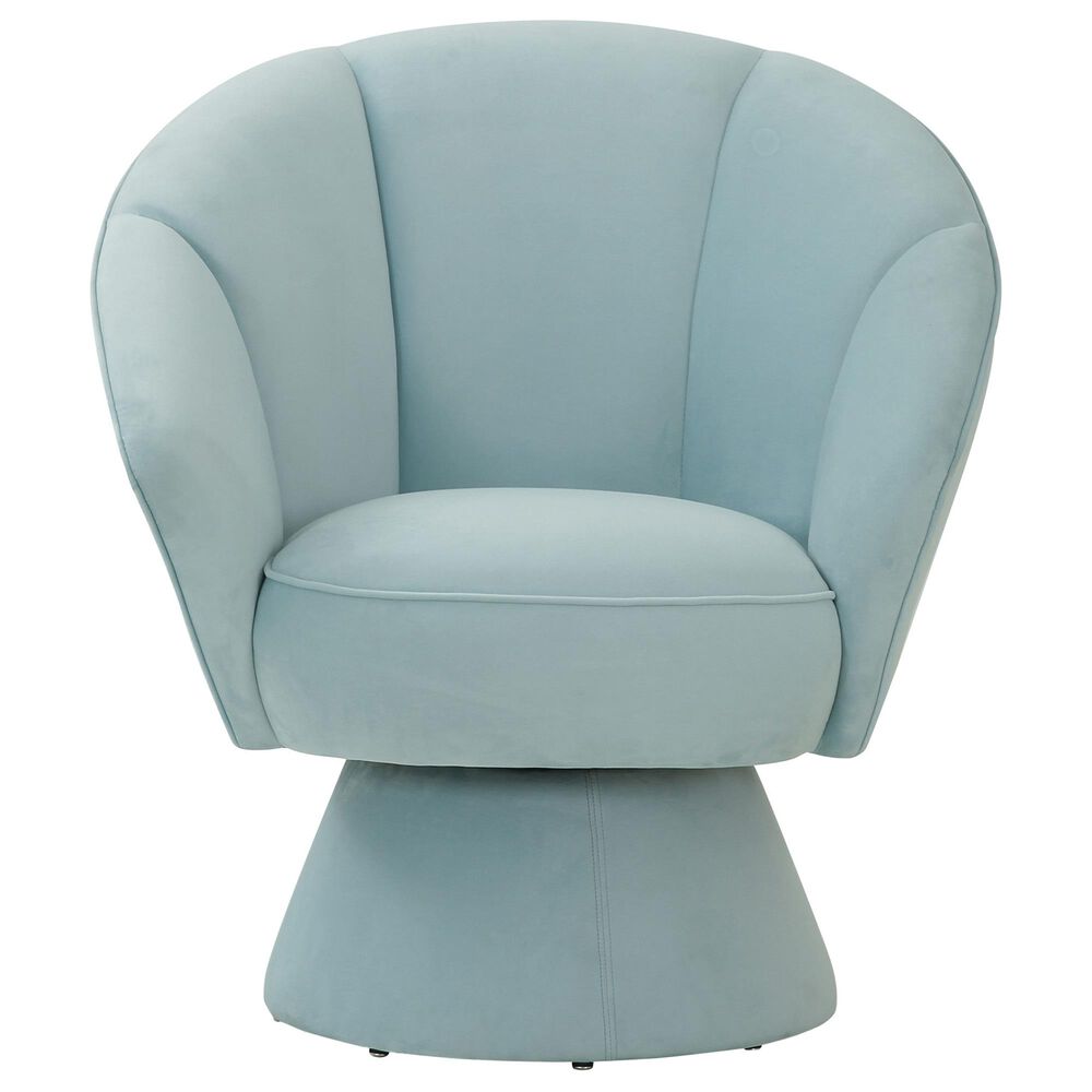 Tov Furniture Allora Swivel Accent Chair in Light Blue Velvet