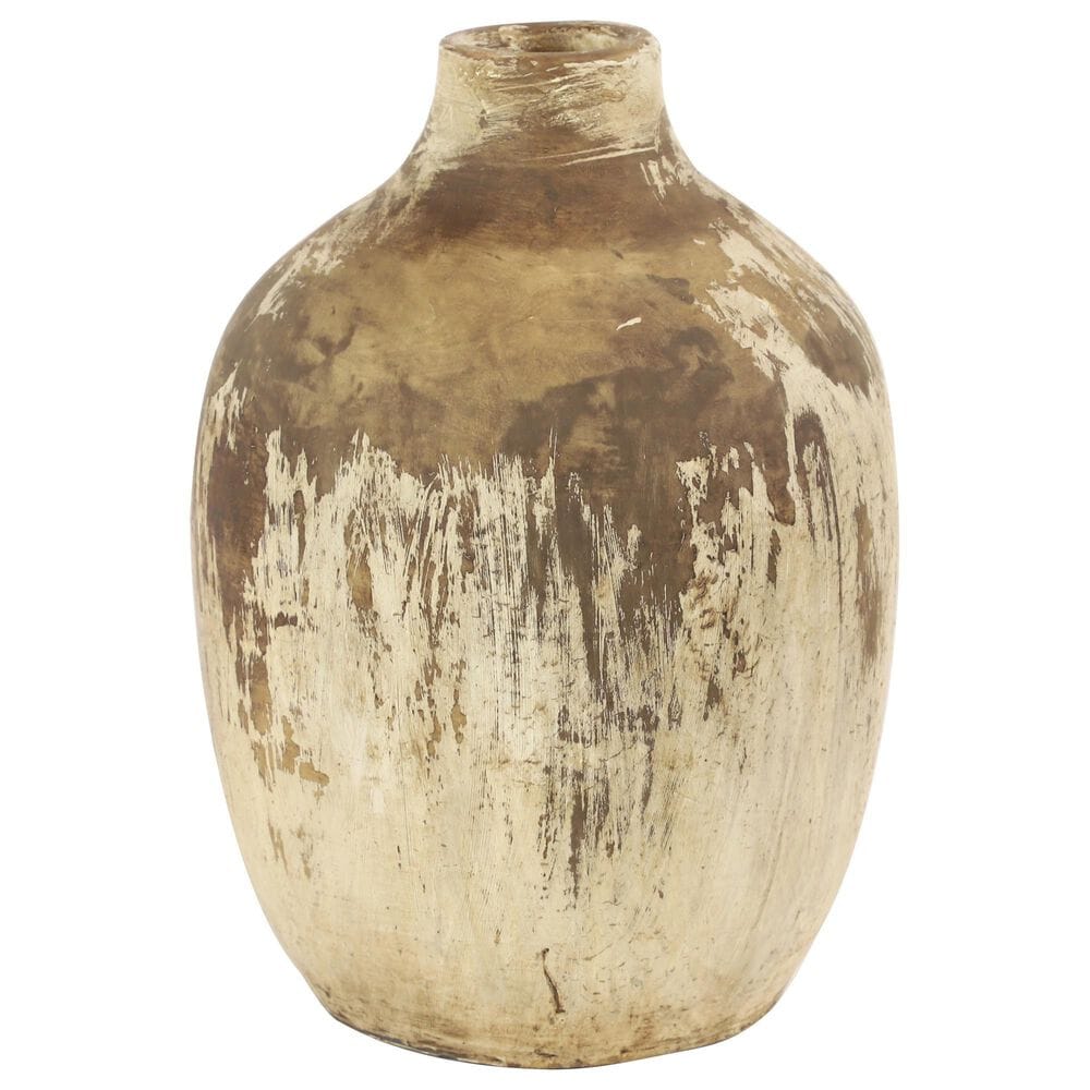 Maple and Jade 10" x 7" Ceramic Vase in Beige, , large