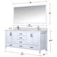 Lexora Home Jacques 72" Double Bathroom Vanity in Navy Blue with 2 cm White Quartz Top and Rectangular Sinks, , large