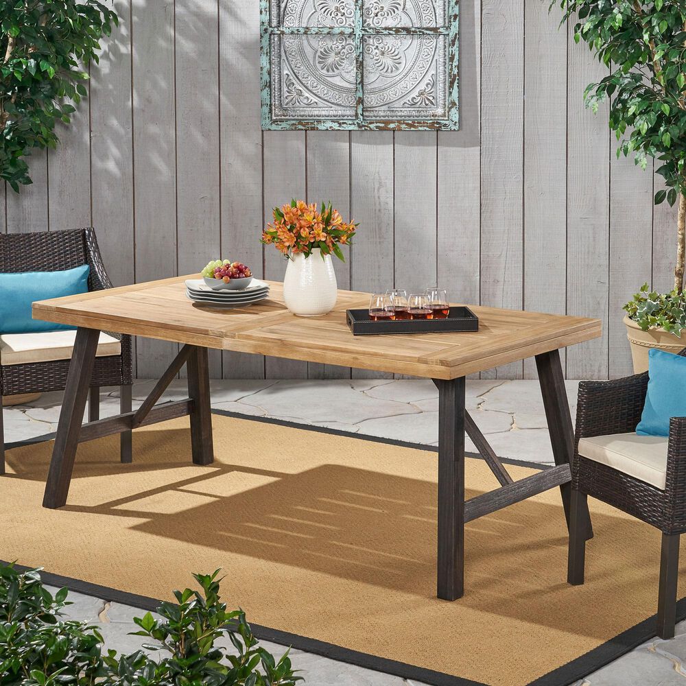 Hearth and Haven Bettina Outdoor Dining Table in Natural and Grey - Table Only, , large
