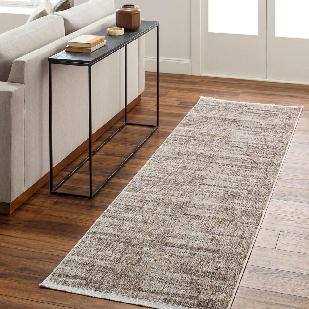 Surya Aida 2&#39;7&quot; x 9&#39; Ivory, Medium Gray, Charcoal, Tan, Deep Teal and Beige Runner, , large