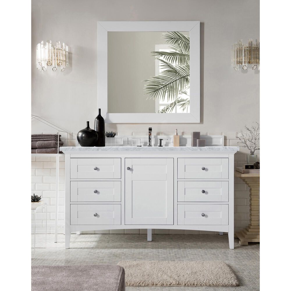 James Martin Palisades 60" Single Bathroom Vanity in Bright White with