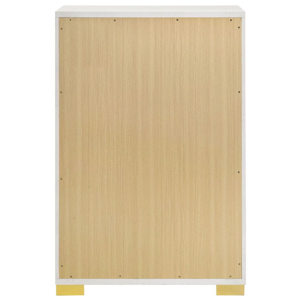 Pacific Landing Marceline 5-Drawer Chest in White and Gold, , large