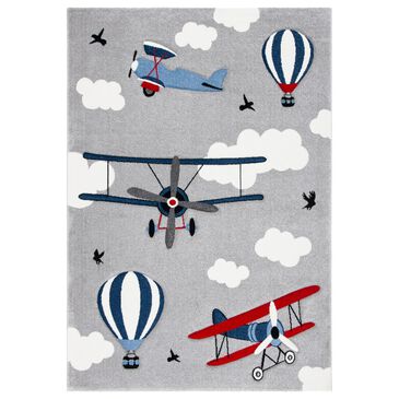 Safavieh Carousel 10" x 14" Light Grey and Red Kids  Area Rug, , large