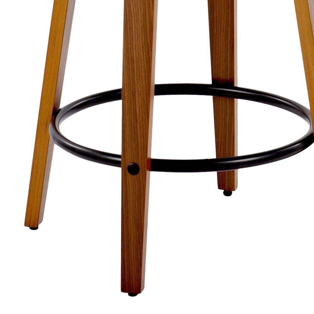 LumiSource Grotto Swivel Counter Stool with Black Velvet Upholstery in Walnut Wood and Black (Set of 2), , large