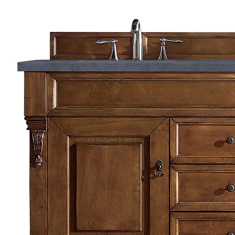 James Martin Vanities Brookfield 60&quot; Double Bathroom Vanity in Country Oak with 3 cm Charcoal Soapstone Quartz Top and Rectangle Sinks, , large