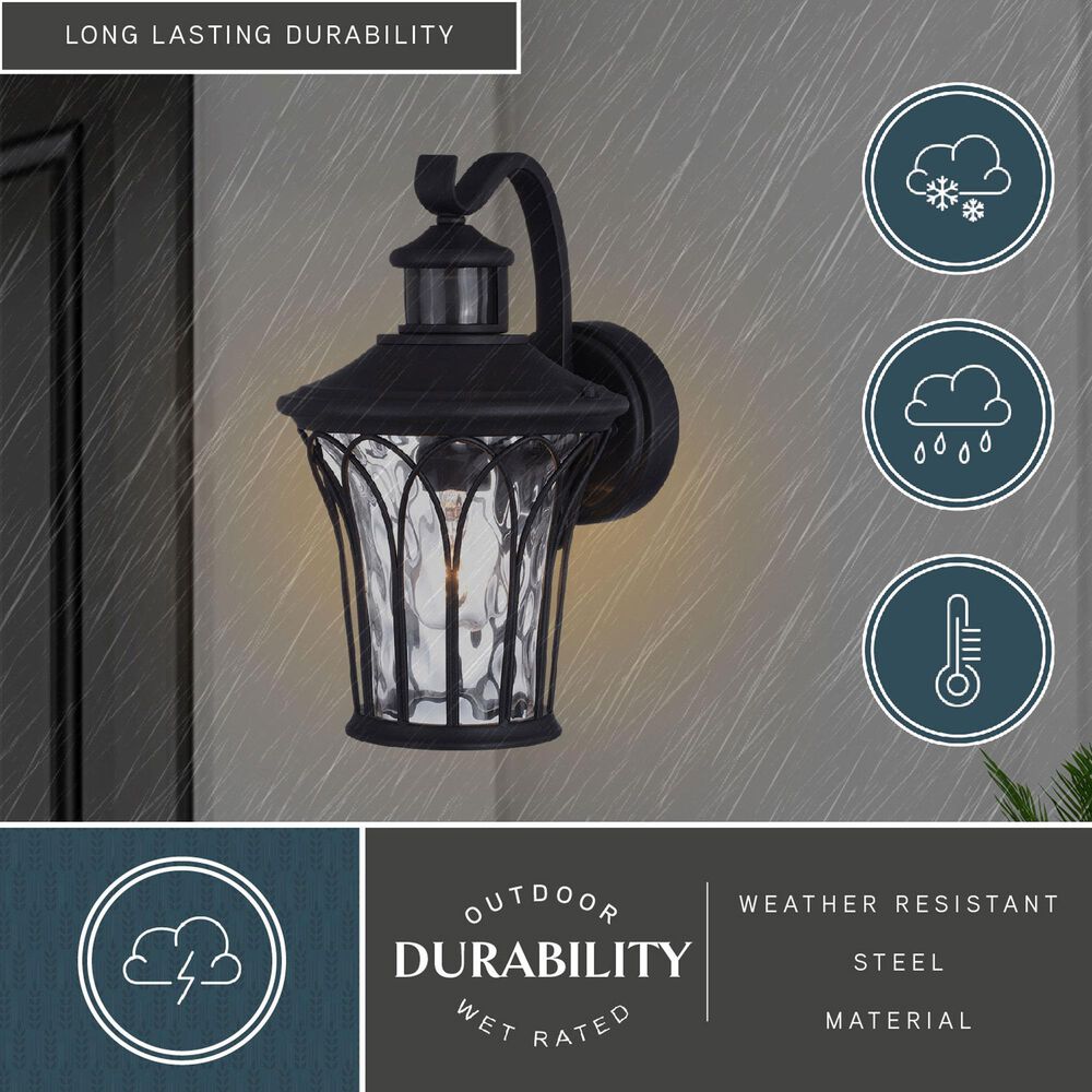 Vaxcel Abigail 1-Light Outdoor Motion Sensor Wall Sconce in Textured Black, , large