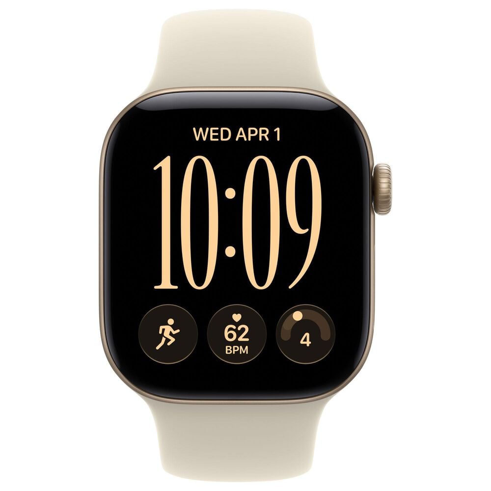 Apple Watch Series 12 (GPS) 42mm Light Gold Aluminum Case with Sand Sport Band - S/M, , large