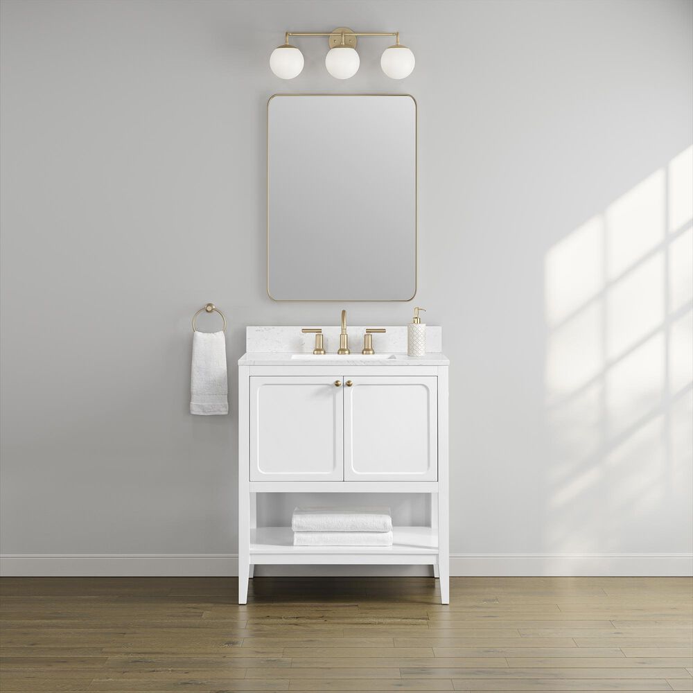 37B Ravello 30" Single Bathroom Vanity Cabinet in Bright White with Marble Top and Backsplash, , large