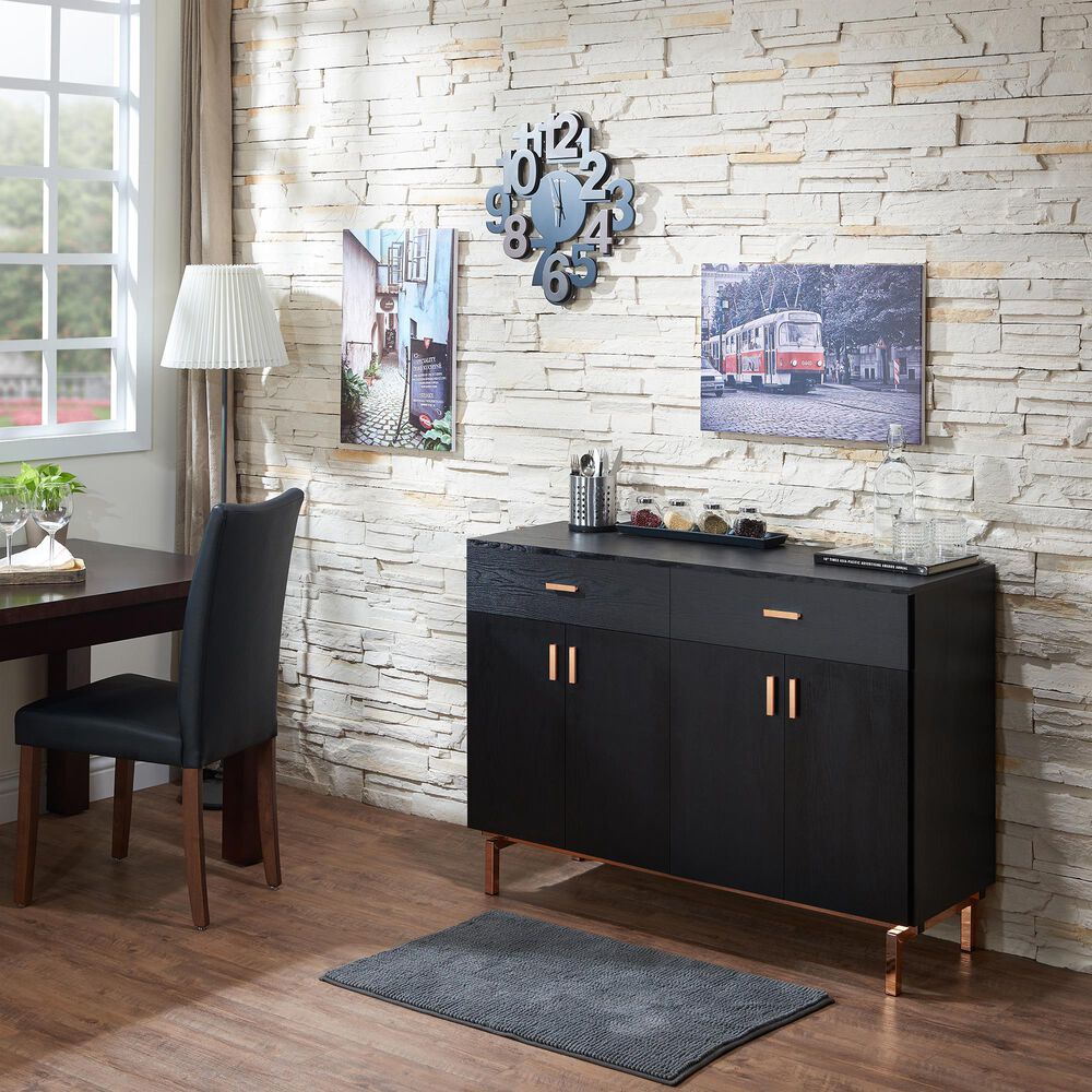 Furniture of America Lester Buffet Table in Black and Rose Gold, , large