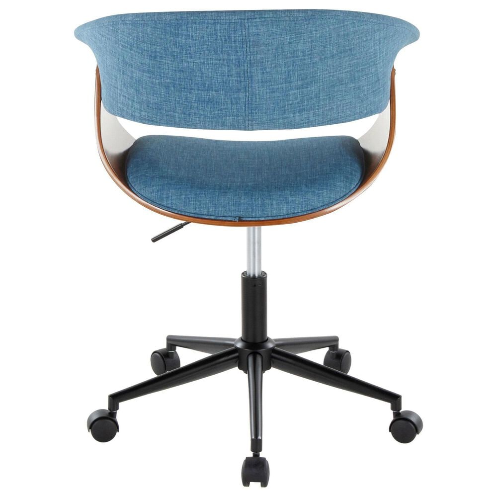 Lumisource Vintage Mod Office Chair with Blue Cushion in Walnut and Black, , large