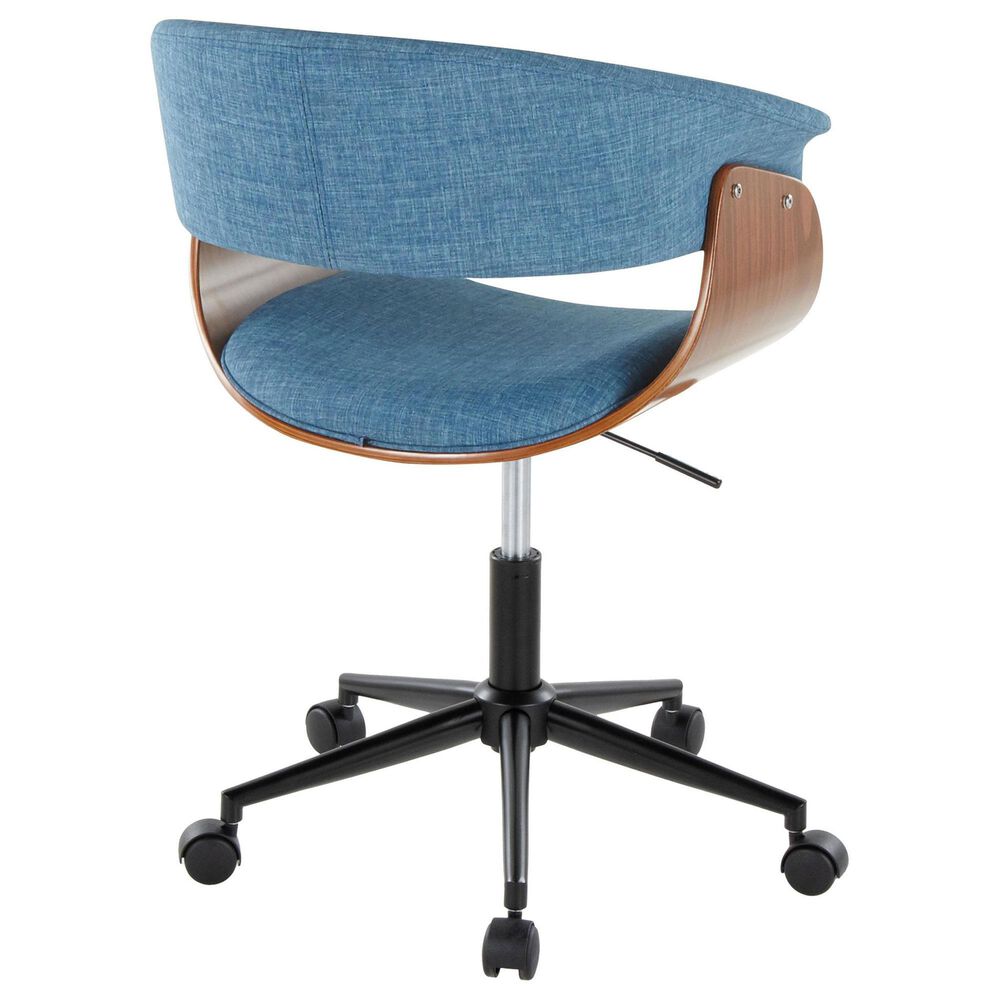Lumisource Vintage Mod Office Chair with Blue Cushion in Walnut and Black, , large