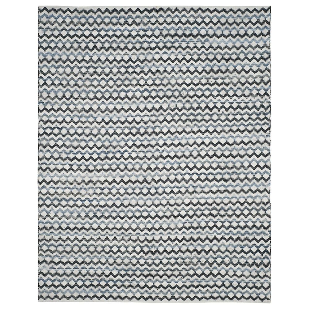 Safavieh Montauk Chevron 8" x 10" Ivory, Blue and Black Area Rug, , large