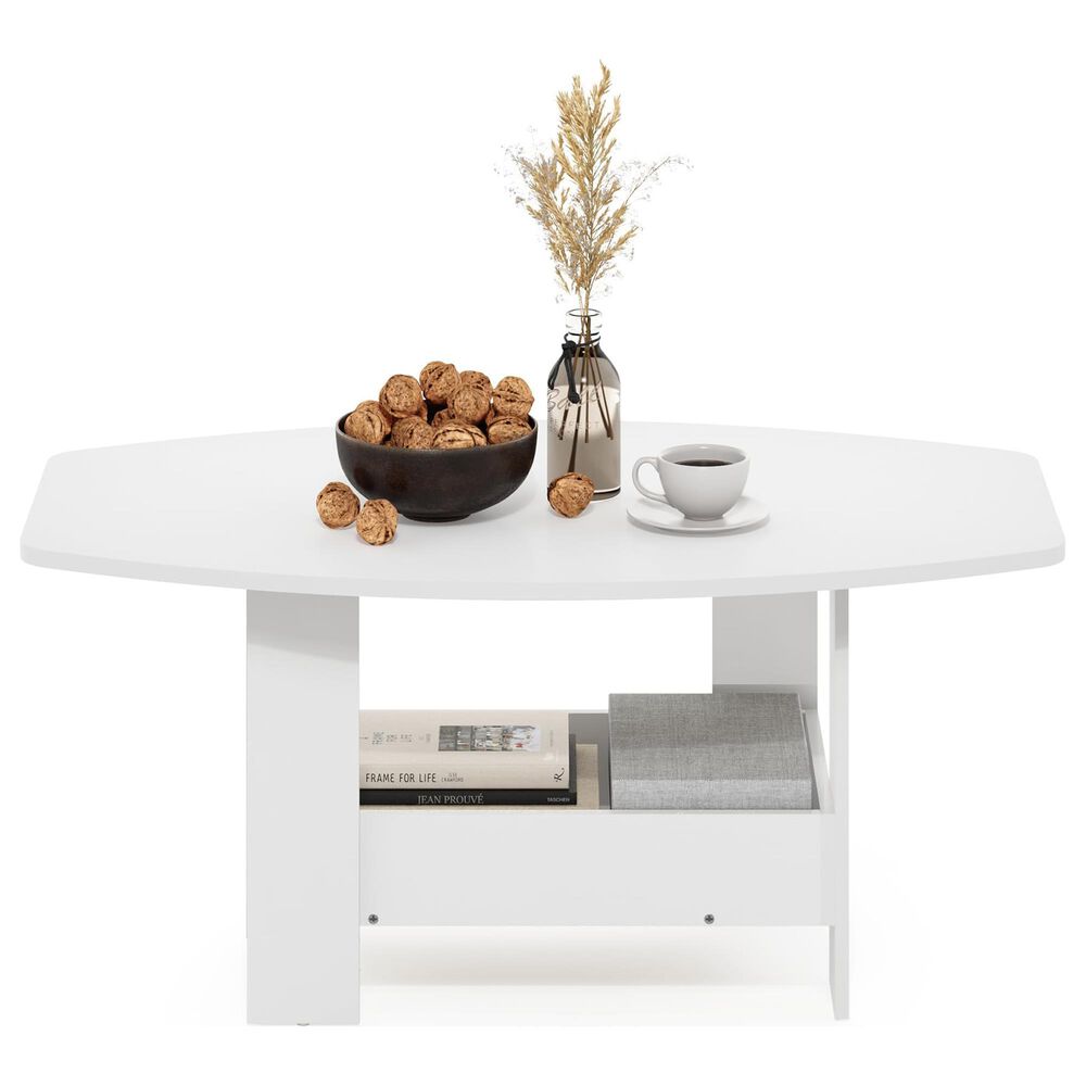 HOMLUX 2-Tier Oval Coffee Table in White, , large