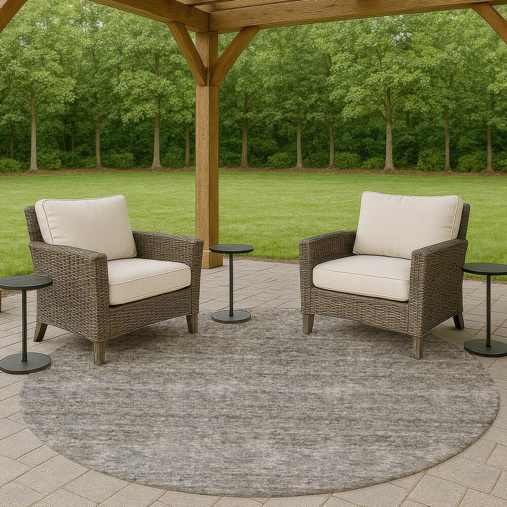 Dalyn Rug Company Soft Essentials Solid Gray 8' Round Indoor/Outdoor Area Rug, , large