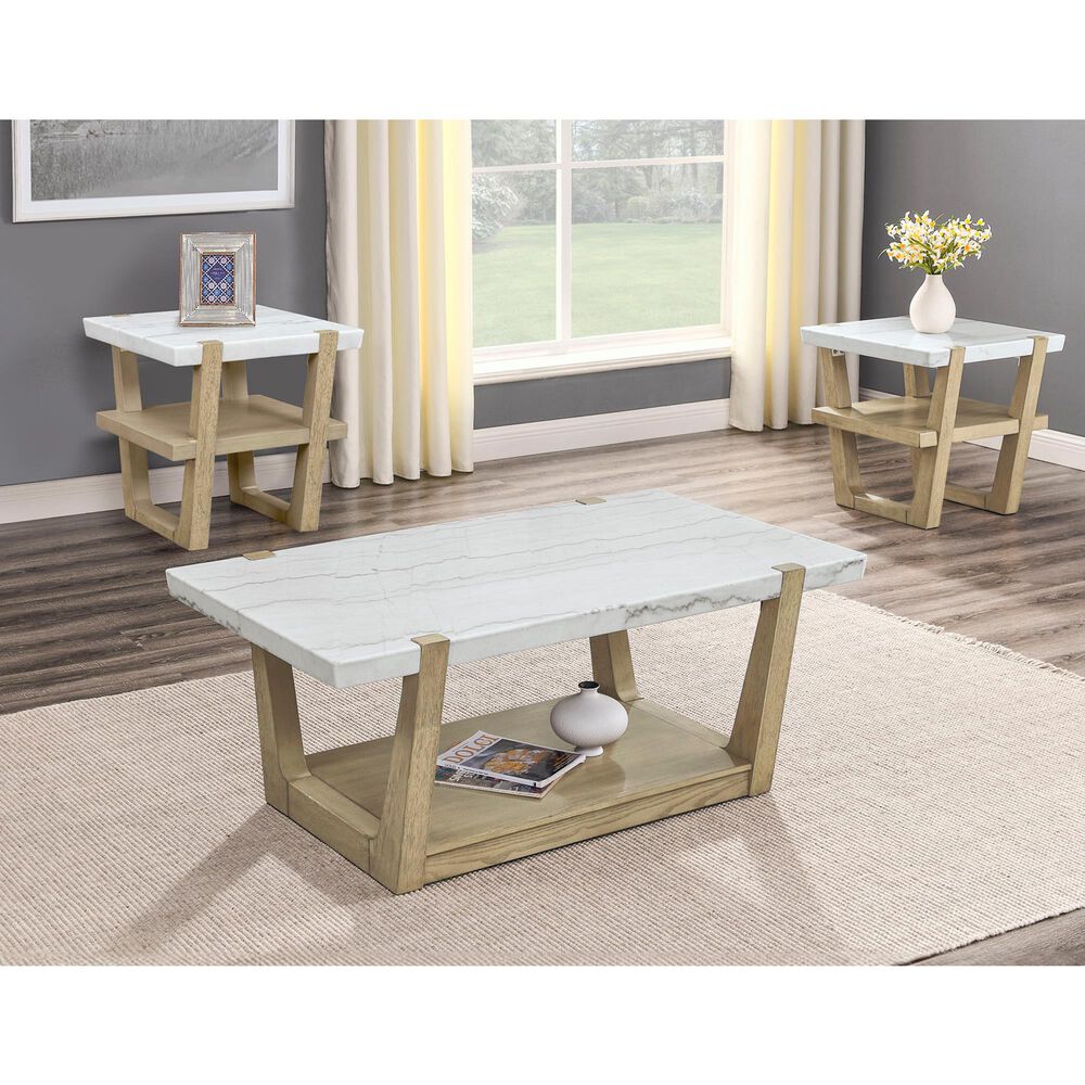 Crystal City Perth End Table in Weathered Sand and White, , large