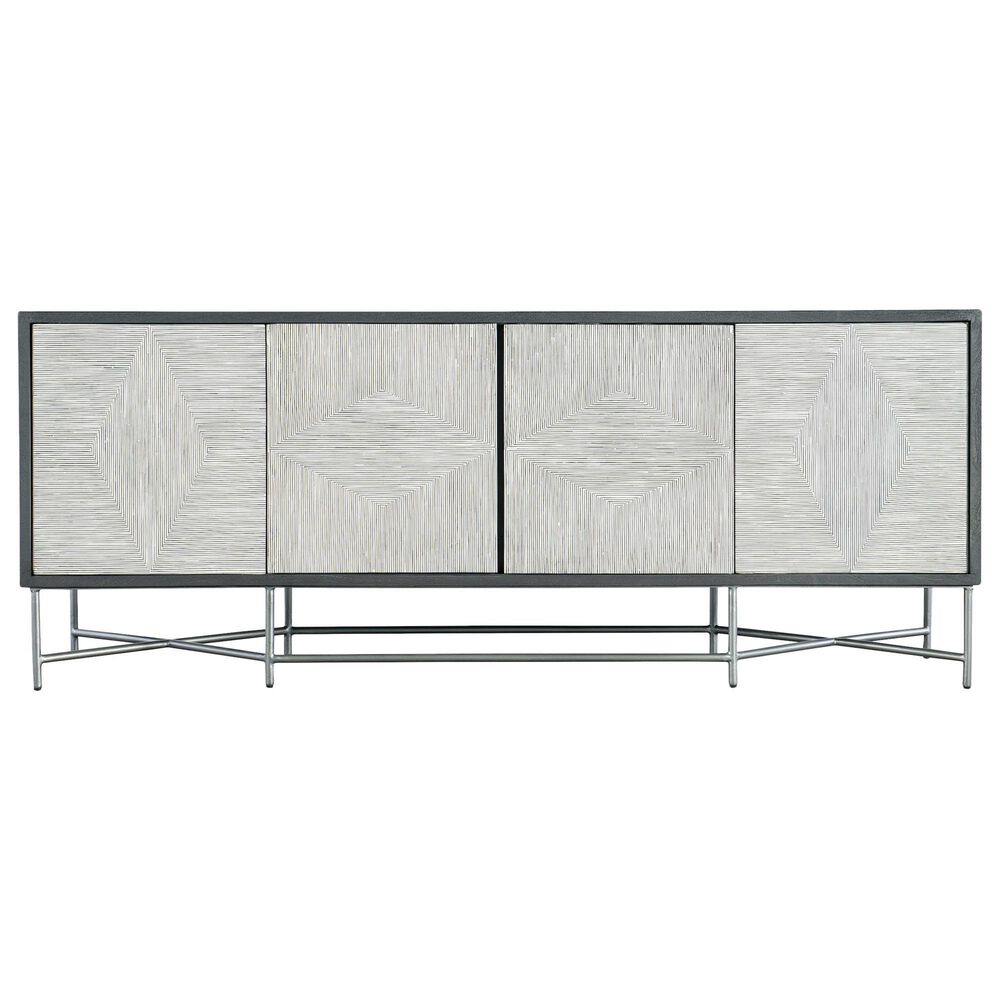 Hooker Furniture Commerce and Market 80" Fine Lines Entertainment Console in Black, White and Brushed Pewter, , large