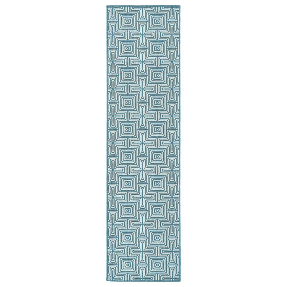 Kaleen Rugs Amalie AML10-79 2"2" x 8" Light Blue and Ivory Indoor/Outdoor Runner, , large