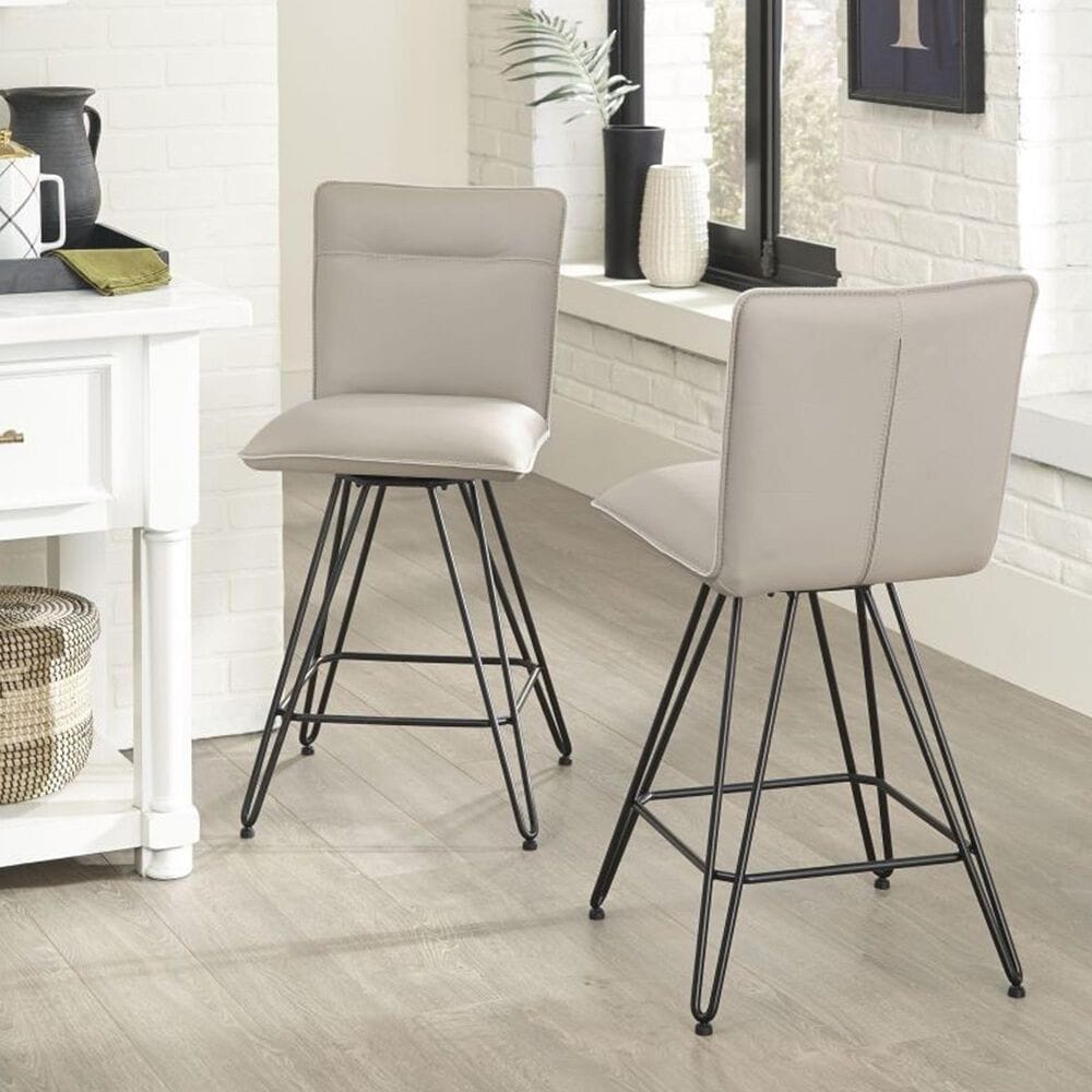 Urban Home Crossroads Demi Swivel Counter Stool in Taupe, , large