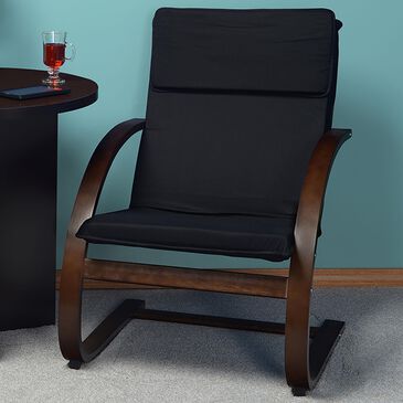 Regency Global Sourcing Niche Mia Reclining Chair in Mocha Walnut and Black Fabric, , large