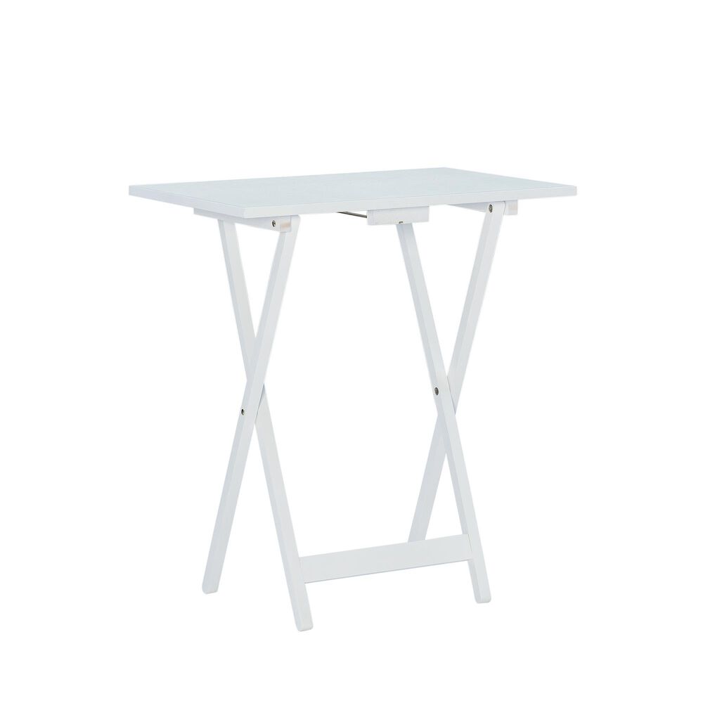 Linden Boulevard Taneli Tray Table Set with Stand in White &#40;Set of 4&#41;, , large
