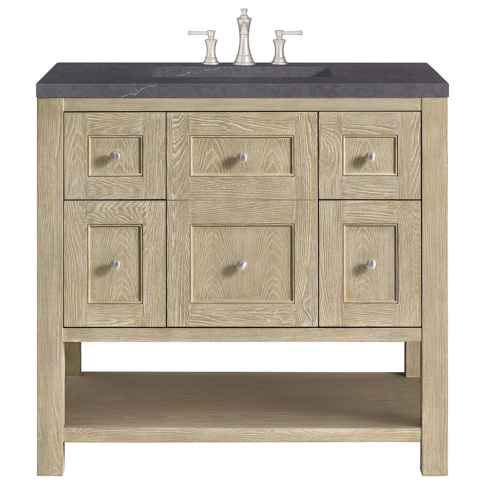 James Martin Vanities Breckenridge 36&quot; Single Vanity in Whitewashed Oak with 3 cm Charcoal Soapstone Quartz Top, , large