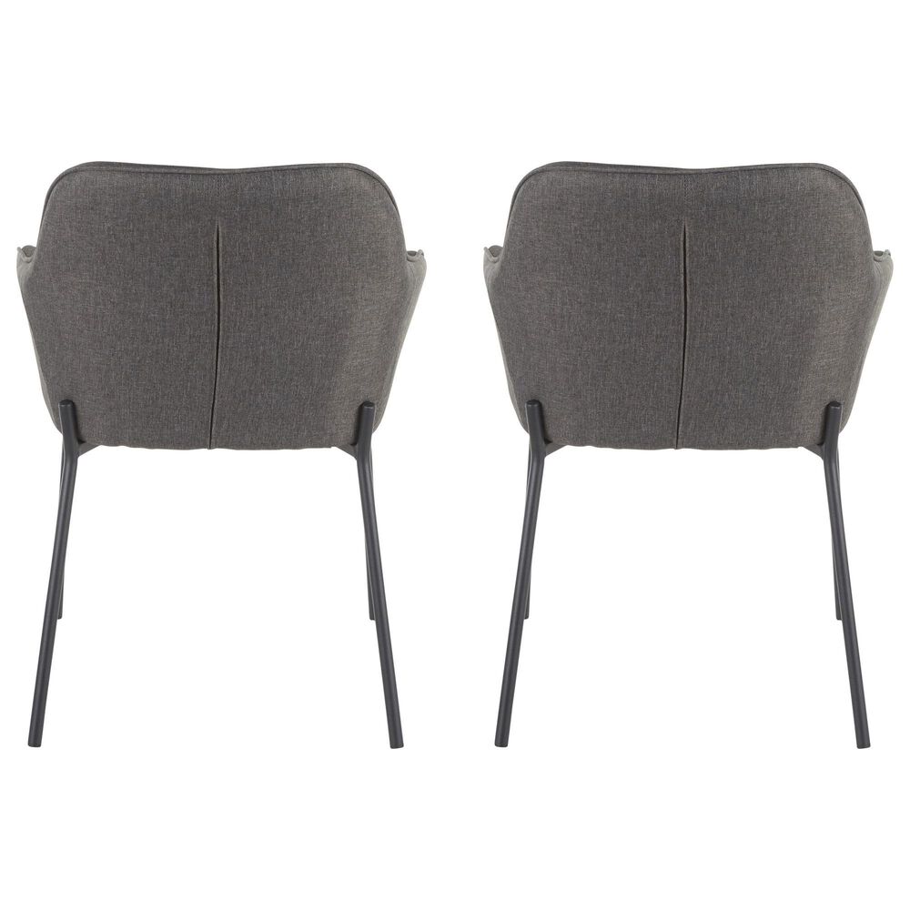 LumiSource Daniella Arm Chair with Charcoal Cushion in Black (Set of 2), , large