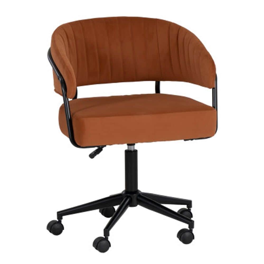 Linden Boulevard Portland Desk Chair with Caramel Cushion in Black, , large