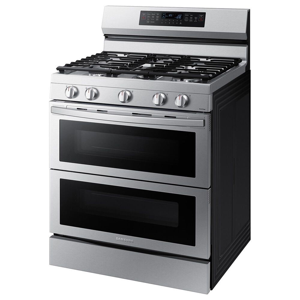 Samsung 2-Piece Kitchen Package with 6 Cu. Ft. Freestanding Gas Range and 2.1 Cu. Ft. Bespoke Fingerprint Resistant Over-the-Range Microwave in Stainless Steel, , large