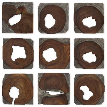 Uttermost Jungle 16" x 16" Wood Wall Art in Dark Coffee Brown and Rustic Black (Set of 9), , large