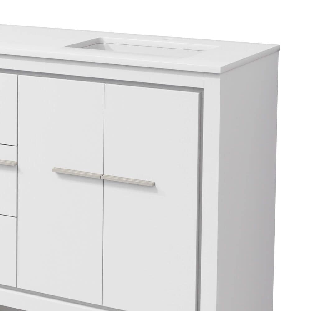 Lexora Home Lafarre 60" Double Bathroom Vanity in White with 2 cm White Quartz Top and Rectangular Sinks, , large