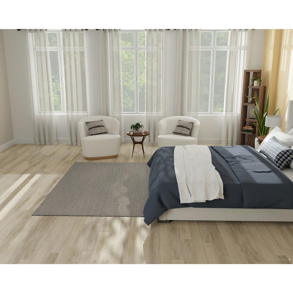 Nourison Courtyard Ivory and Charcoal 5&#39; x 7&#39; Indoor/Outdoor Area Rug, , large