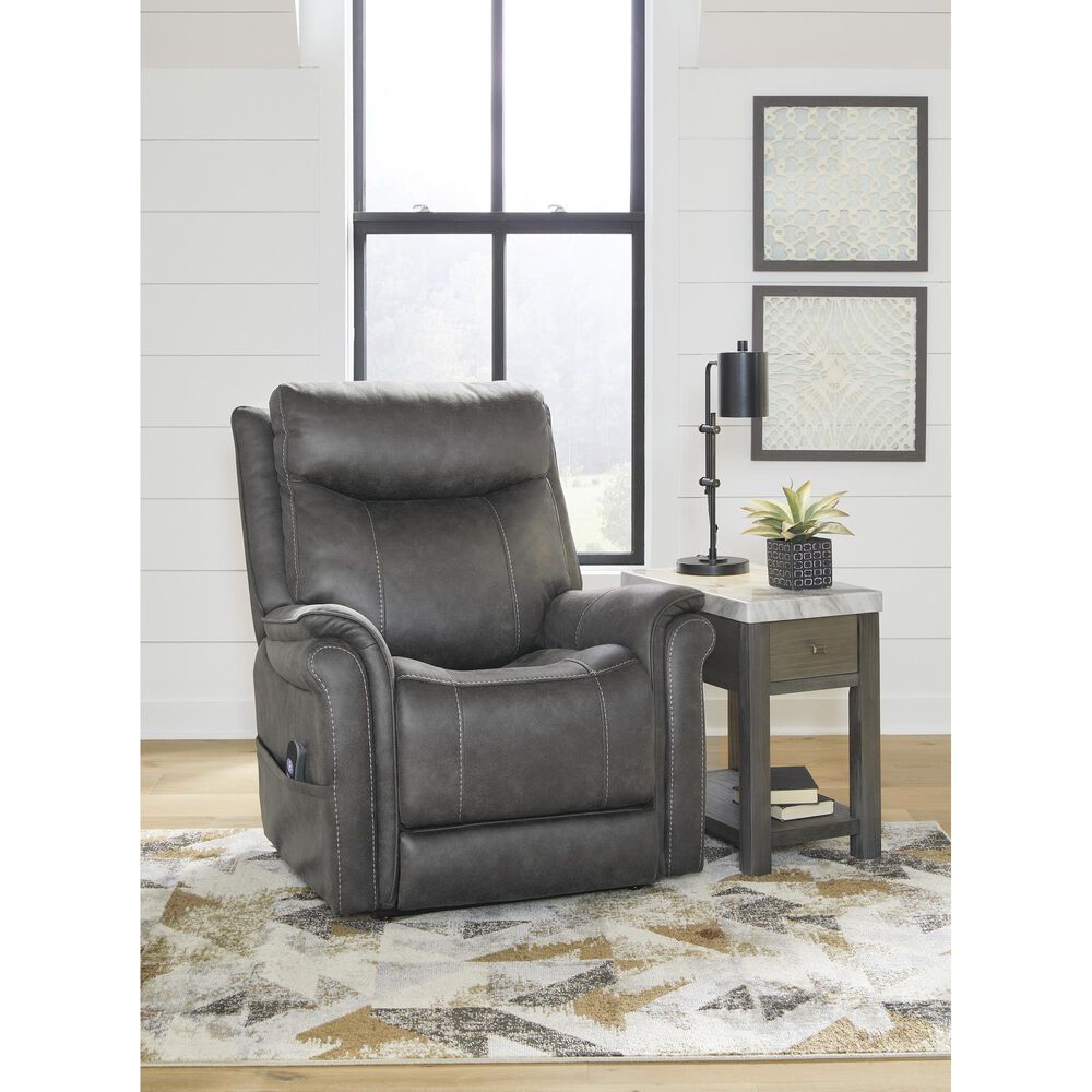 Signature Design by Ashley Lorreze Power Lift Recliner with Heat and Massage in Steel, , large