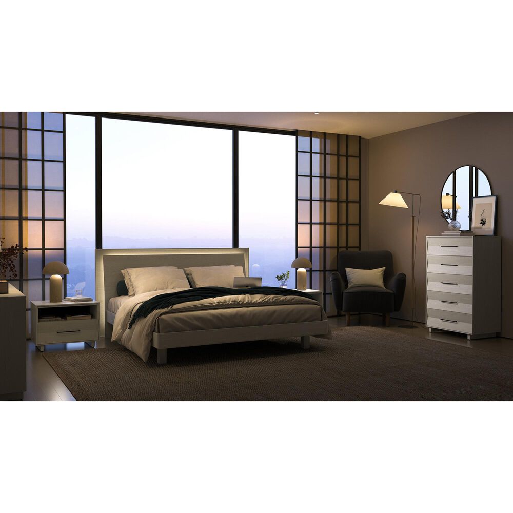 BDI Kava King Platform Bed in Washed Oak with Lighting and USB Ports, , large