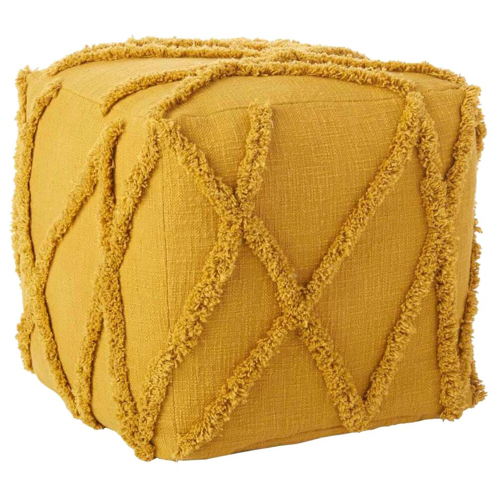Nourison Life Styles 16" Pouf in Mustard, , large